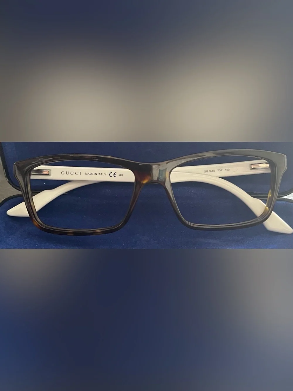 Gucci Women’s Rectangular Tortoiseshell Frame with White Temples